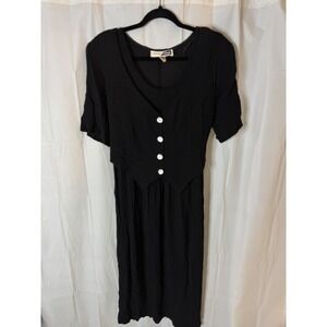 Vintage Stacey Tyler Black Rayon Dress Midi Dress Women's Size 16